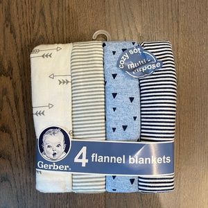 Gerber Baby Boy 4-pack Flannel Blankets